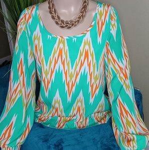 Peaches and cream Chevron print shirt
